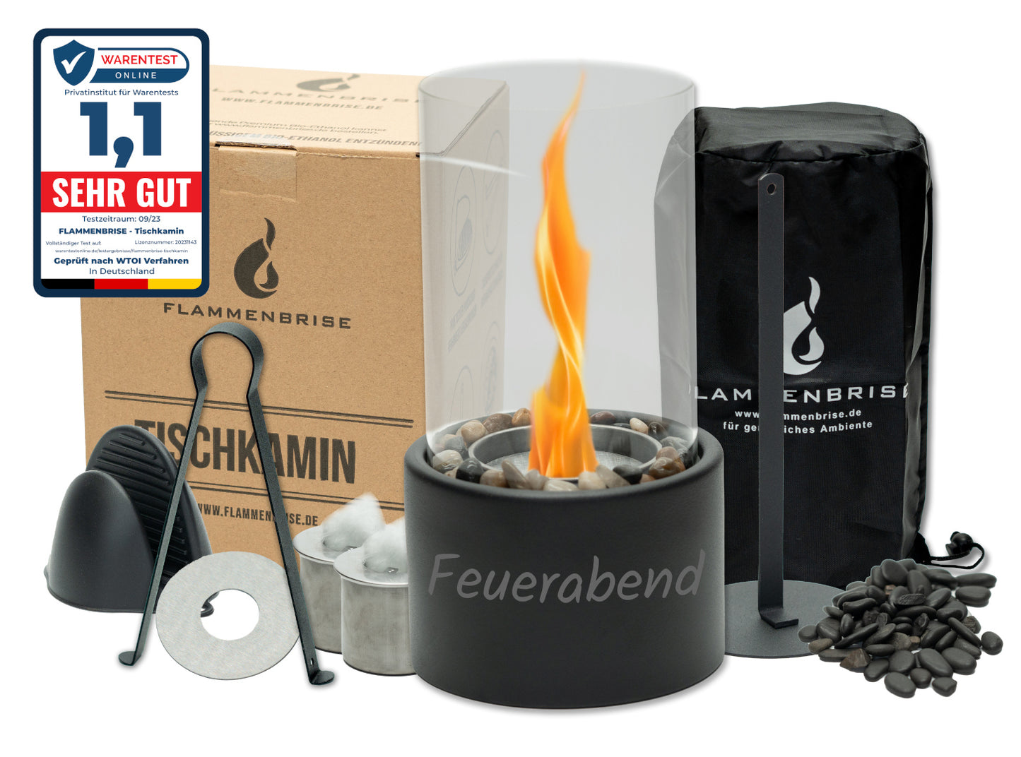 Tischkamin mit Wunschgravur | Tischfeuer für Indoor und Outdoor