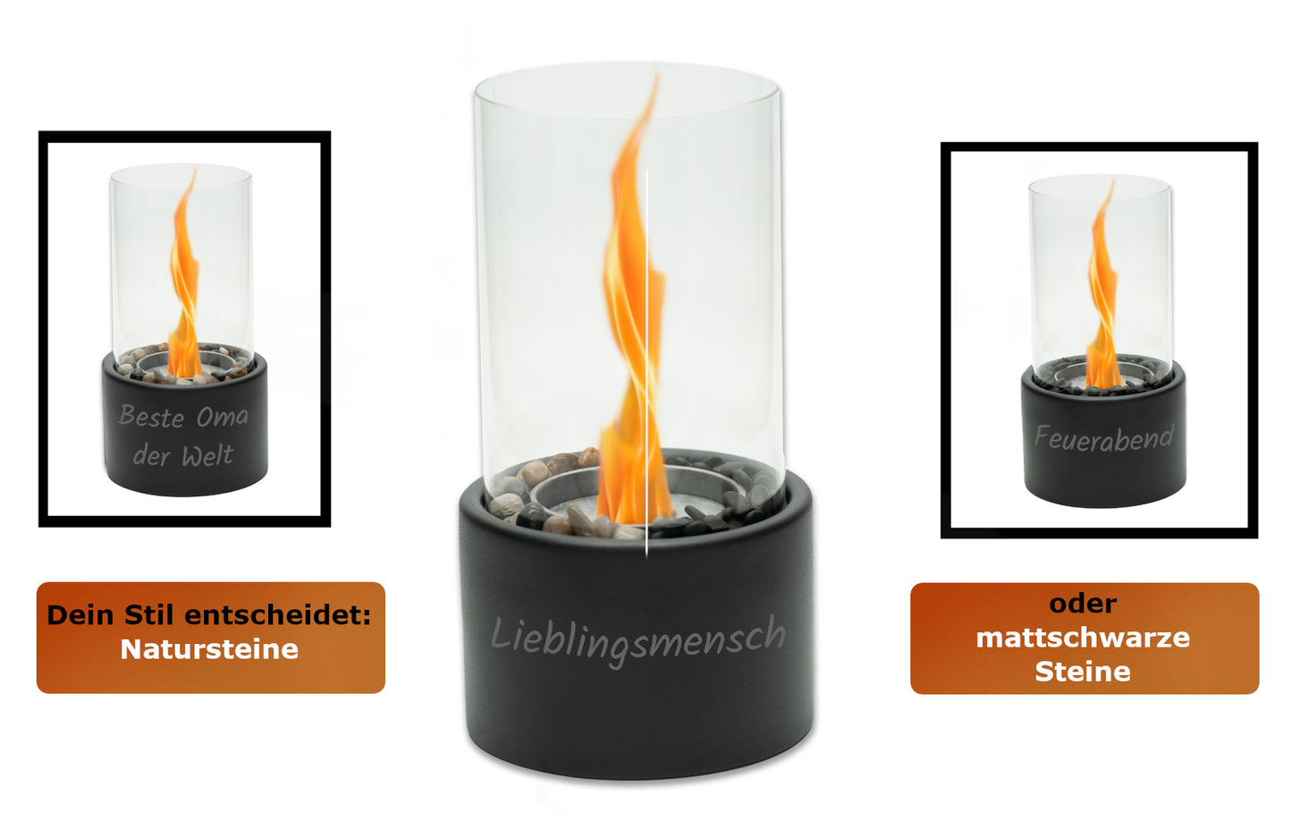 Tischkamin mit Wunschgravur | Tischfeuer für Indoor und Outdoor